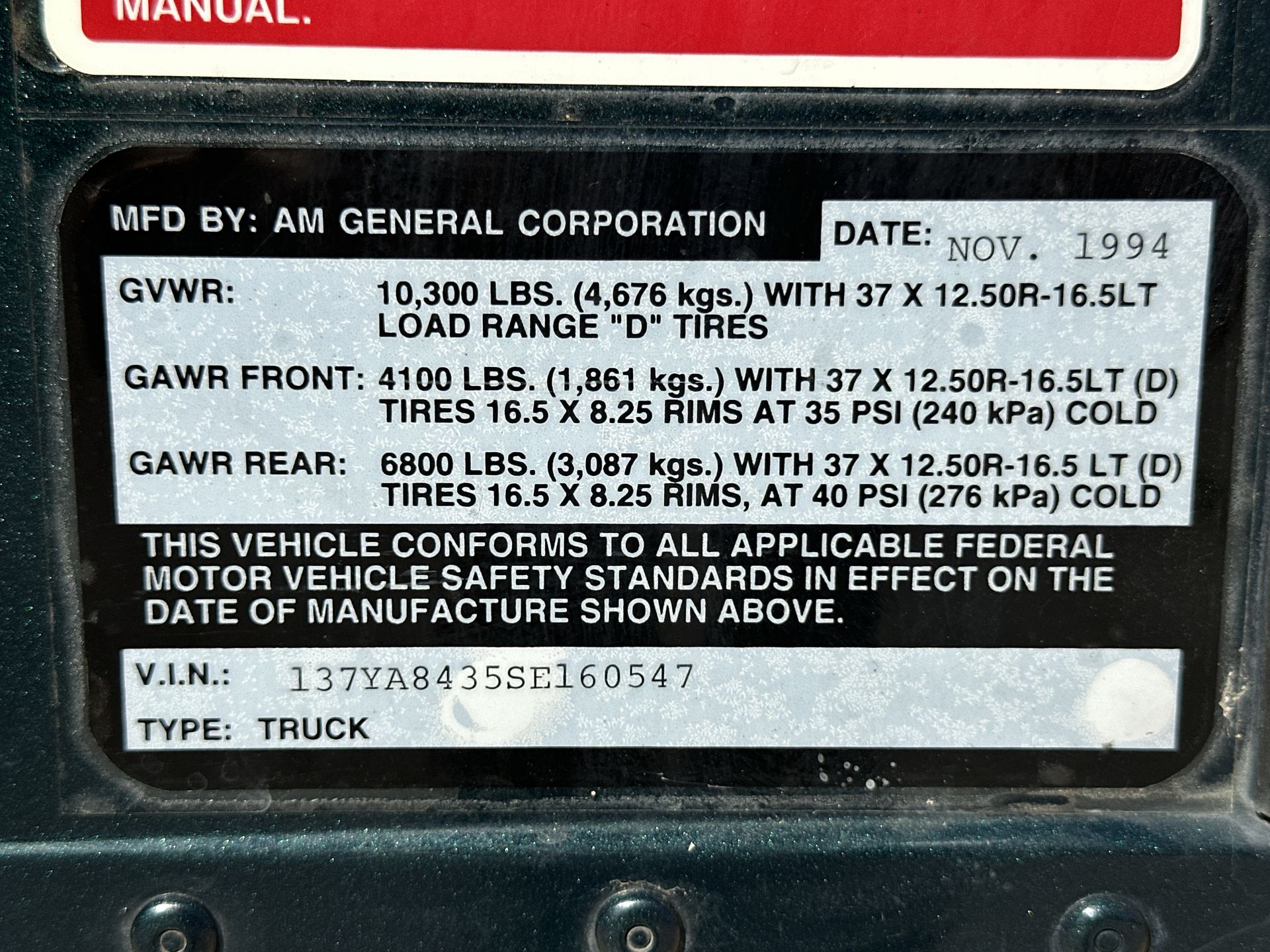 1995 AM General Hummer Base